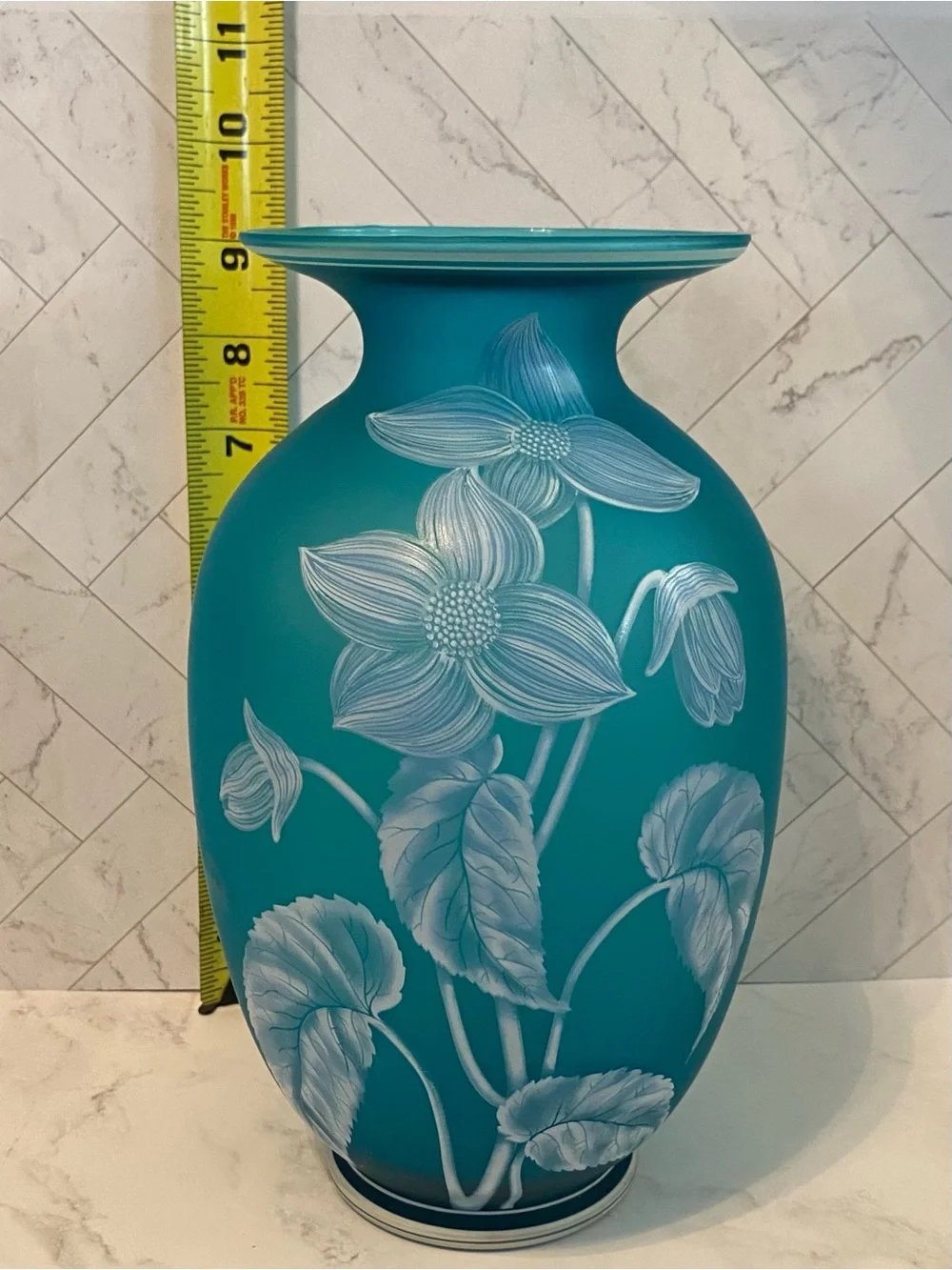 Vintage 1984 Fenton Gallery Originals Azure Blue Satin Glass Vase Cincinnati Art